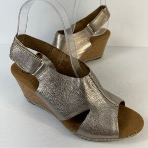 Clarks Bronze Wedge Sandals 7.5